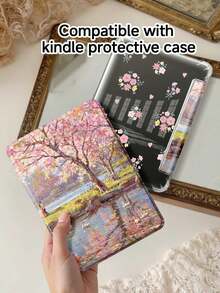 Sakura, Park & Malerei Muster kompatibel mit iPad Hülle, kompatibel mit iPad Air 4/5 (10,9"), kompatibel mit iPad 7/8/9 (10,2"), integrierter Apple Pencil Slot, passend für Tab S6 (10,4"), Tab A7 Lite (8,7"), Kindle (11. Generation, 2022), verstärkte Silikonecken, Auto Wake/Sleep, romantisches Herbst/Winter, Weihnachten, Valentinstag, Neujahrsgeschenk - Verschiedenfarbig - Übersicht 8