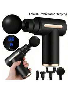 Powerful Fascial Massage Gun, Mute, Intelligent LCD Touch Screen, Relieve Muscle Fatigue, Full-Body Massage Relaxation, Professional Massage Strength, Multi-Color Optional, 1200mAh Battery, 6 Free Adjustable, 4 Professional Massage Head, Copper Motor Strength Is Greater, Longer Use, Longer Service Life, The Appearance Of The Paint Process, The Battery And The Motherboard Configuration Of The Double Protection Board Is Safer, Thick Copper USB Charging Cable; Main Board Frequency Conversion Speed Regulation, Intelligent Power Saving - Black - View 12