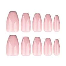 Medium Coffin Press On Nails Bling Fake Pink Nails Tips Full Cover False Gold French Nails For Women And FFgirls 24PCS{Inchcolor_nameinch:InchNails-05inch} - 指甲-05 - 查看 4