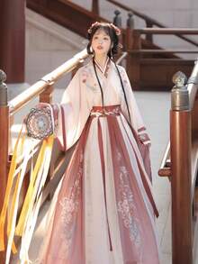 レディース漢服 交襟腰丈襦裙 改良版 魏晋風 優雅なAラインシルエット 体型を美しく見せる 春夏の日常着に最適 流れるような着心地で気品ある雰囲気 歩くたびに女性の優美な風情を表現 爽やかで軽やかな質感 カジュアルから外出着まで幅広く対応。Aラインスカートは上品 / カジュアル / ファッショナブル / エレガント / 伝統衣装 / 古風スタイル - ブルー - チェックする 6