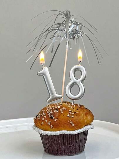 Bougies décoratives pour gâteau d'anniversaire, thème de fête d'anniversaire, petits chiffres blanc, noir, argent