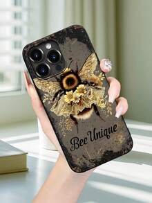 Bee Unique Floral Phone Case  High End | Elegant | Yellow Resistant And Wear-Resistant | Scratch Resistant And Drop Resistant | Wholesale Of Phone Cases - UV Printing (Selected Christmas Gifts, Halloween Gifts, Valentine's Day Gifts, Birthday Gifts - 黑色 - 查看 3