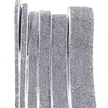 7-38mm 1 Roll Silver Gray Glitter Velvet Ribbon, Suitable For Christmas Gift Wrapping, Holiday Decoration, Colorful Onion Velvet Glitter Webbing - Silver Gray - View 3