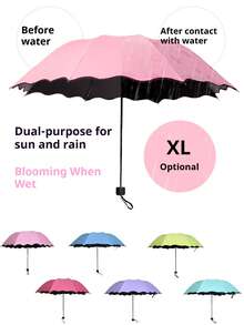 水中绽放的遮阳伞，乙烯基遮阳伞，防晒遮阳伞，折叠伞，男女通用伞，加厚乙烯基防晒防雨两用遮阳伞，折叠三折伞防紫外线遮阳伞 - 彩色 - 查看 2
