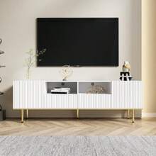 Moderner TV-Schrank, TV-Möbel Mit Golden Füßen And Golden Rand Description - White - View 1