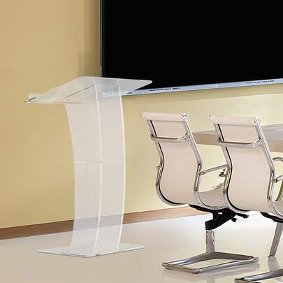 1PCS Freestanding Acrylic Podium Stand, Sleek Transparent Pro Presentation Lectern With Reading Surface Platform, Acrylic Clear Pulpits For Office, Classroom, Restaurant,Clear