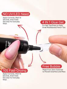 2pccs/1pc Super Strong Nail Glue 15g For Press On Nails - Quick Drying, Semi Solid, Long Lasting, No UV Light Needed