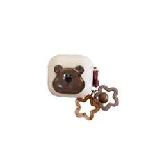 1pc Cute Bear Design Protective Case Compatible With Apple Bluetooth Earphones 1/2/3/4, Pro/Pro2/Pro3 - Brown - View 6