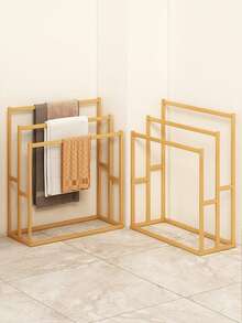 Modern Wooden Freestanding Bathroom Towel Rack - Space-Saving Floor-Standing Towel Storage Rack With Multiple Shelves, Light Brown And Brown, Ideal For Home Use, Bathroom Storage Solution | Minimalist Design | Wooden Frame, Bathroom Storage Rack And Shelving, Towel Rack - Multicolor - View 4