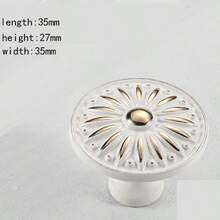 10个复古象牙白金属手工单孔橱柜抽屉拉手，适用于衣柜和家具，预钻孔，易于安装，抽屉把手（手工制品，略有磨损） - 彩色 - 查看 2