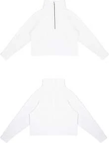 ¡RecomendadoSudadera con Media Cierre para Mujer, de Forro Polar, Cuello Alto, con Bolsillos, Agujero para el Pulgar¡Top de Temporada - Blanco sucio - Ver 5