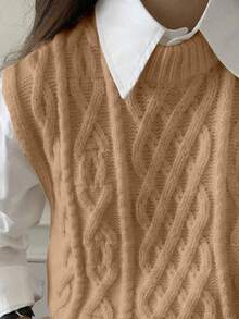 Vielseitiger und modischer Damen Braun Rundhals Ärmellose Pullunder, Süßes Sommer Top, Neue Damen Herbst 2025, Stilvoller Lässig Ausgehpullunder, Y2K 2000er Jahre Stil Pullunder, Valentinstag, Weihnachtsparty