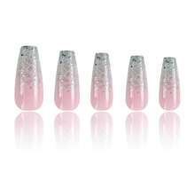 Bling Press On Nails Long Fake Nails Tips Full Cover Sequins False Coffin Nails For Women And FFgirls 24PCS{Inchcolor_nameinch:InchNails-15inch} - 釘子-15 - 查看 3