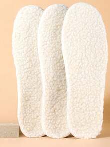 1pair Cozy Wool-Like Insoles For Winter, Thickened & Warm Faux Cashmere Inserts For Snow Boots, Sweat-Absorbent & Breathable