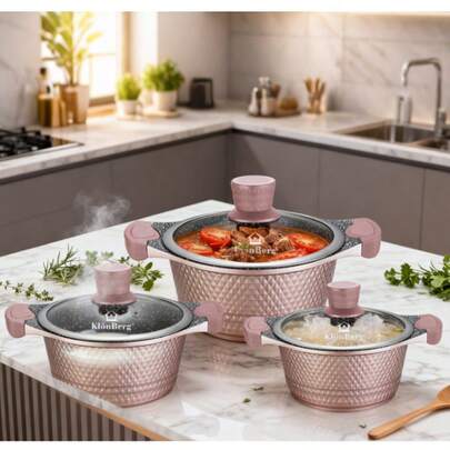 6 Stücke Aluminiumlegierung Kochgeschirr-Set - Marmor Antihaftbeschichtung, kompatibel mit allen Herden