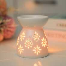 1/2PCS，精致迷你香薰炉，白色镂空陶瓷炉，《2.7inchX3.4inch》，花爱月亮星星香炉烛台，加热烛台，精油炉香薰，芳香疗法，适合家庭，情人节，派对，万圣节派对，怪异，秋季，节日，假期，冬季，度假，节日，假期，房间装饰，礼物 - 彩色 - 查看 3