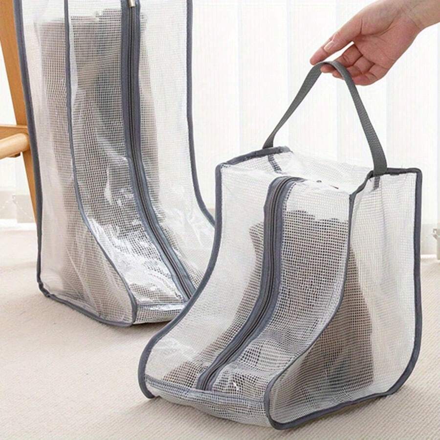 Dust-Proof Shoes Storage Bag With Handle - Durable Polyester Material, Suitable For Boots And Outdoor Casual Shoes.
