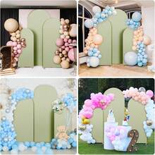 4ft, 5ft, 6ft, 6.6ft, 7.2ft Arch Backdrop, Light Green Double-Sided Stretch Fabric, Suitable For Wedding Arch, Dome Arch Backdrop, Also For Birthday Party And Wedding Arch Frame Decor (Excluding Stand, Fabric Only) - Olive Green - View 10