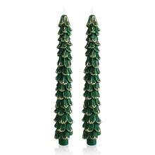 Christmas Tree Candle Gold Candlesticks - 10inches Unscented Tree Shaped Green Taper Candles Decorative Tapered Candles For Holiday Christmas Party Dinner Table, 2pcs{Inchcolor_nameinch:Inch2PCTREE-GOLDinch,Inchsize_nameinch:Inch10INCHinch} - 2PCTREE-GOLD - 查看 1