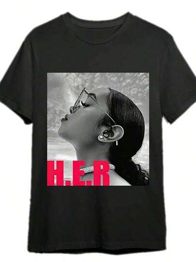 H. E. R Gabriella Wilson Camiseta 338285 Divertida Camiseta Gráfica de Manga Corta para Hombre Colección Negra PR, Camiseta de Algodón de Manga Corta, Cuello Redondo, Suave, Transpirable, Ajuste Regular. Sudadera 100% algodón pesado