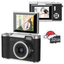 Fotocamera digitale, fotocamera ad alta definizione adatta per fotografia, registrazione video, messa a fuoco automatica, fotocamera ad alta risoluzione, anti-shake, zoom digitale 8x e fotocamere digitali, adatta come regalo di compleanno, Capodanno e Natale per principianti adulti