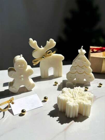 3pcs/Set Christmas Scented Candle Making Kit - Silicone Mold Set With Gingerbread, Snowflake & Tree Designs, Perfect For Winter Crafts, Handmade Party Decorations, Christmas Candle Making Supplies