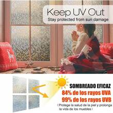 EstiloNEWYOUTH 60X400CM PelíCula Para Vidriera Cuadrada 3D Pegatina Removible Para Ventana De Privacidad Pegatina No Adhesiva Para Ventana De Privacidad Bloqueador UV No Adhesivo Para Oficina En CasaVersióN Mejorada - 1 - Ver 5