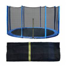 Trampoline Replacement Net For 10FT/12FT/14FT/15FT 6/8 Straight Poles Round Frame Trampolines, Safety Enclosure Net With Zipper, Hooks, Pole Cover, Green - Green - View 6