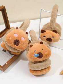 Women's Fluffy Capybara Ear Warmer, Capybara Floral Design Ear Warmer, Fashionable & Warm Ear Warmer For Women In Autumn/Winter Ear Muffs - Capybara - View 6