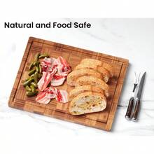 Extra Large Bamboo Cutting Board For Kitchen Heavy Duty Chopping Board With Juice Groove Serving Board Set With Holder End Grain Butcher Block Design Perfect For Food Preparation Dining And Serving Ideal For Large Families And Home Chefs Durable And -Friendly Material Measures 15.8x11.8 Inch - 棕色 - 查看 3