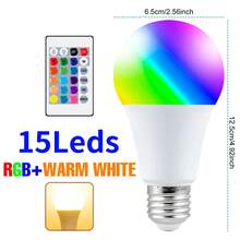 25W LED Smart Bulb RGB With Remote Control E27/E26 Colorful Indoor 220V/110V Multi-Color Changing Dimmable Recessed Ceiling 5W Bedroom Holiday Night Decoration 15W 4 Flashing Modes Party Bar Spotlight 20W Living Room Gaming Backlight Atmosphere Light 10W - RGB Bulb-with 24key Remote(E27/E26) - View 13