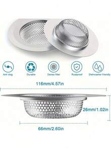 1pc Stainless Steel Kitchen Sink Strainer - 4.5 Inch Wide Rim, Rust-Resistant Food Waste Collector, Easy To Clean, Fits Drain Filter - Multicolor - View 9