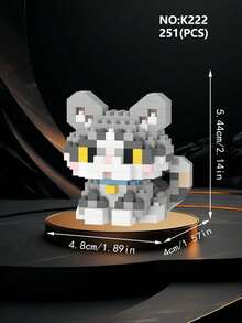 1 Pc Small Granules Building Block Pet Toy, Cute Cat Dogs Series Micro Brick Toys, Creative Cartoon Animal Model Assembly Toy, Well As A Delicate Home Furnishing Ornaments, Desk Decoration, The Best Holiday Gift For Friends Or Loved Ones Room Decoration,Cat,Schnauzer,Border Collie,Building Blocks,Cat,Schnauzer,Cat,Building Blocks,Schnauzer - Multicolor - View 13