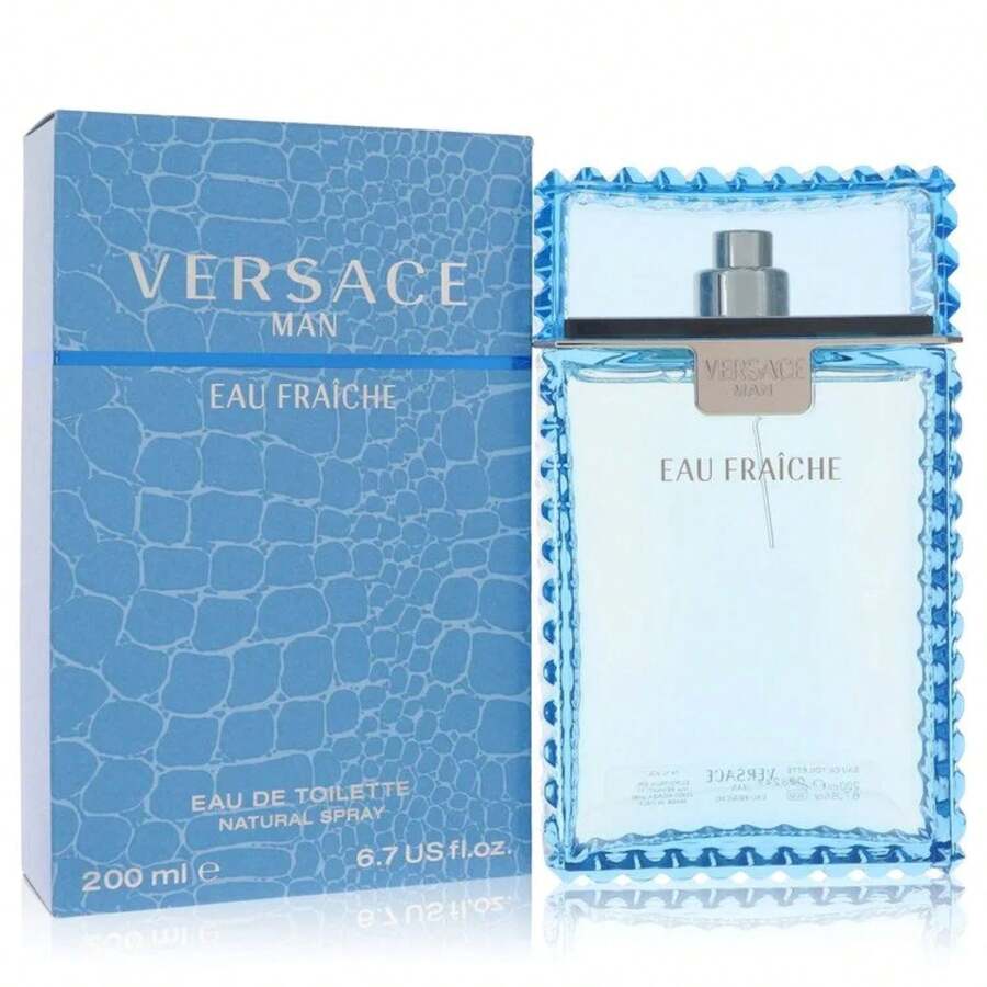 Versace Man Cologne 6.7 Oz Eau Fraiche Eau De Toilette Spray (Blue), Fresh Scent, Designer Fragrance, Large Bottle, Gift For Men, Holiday Edition, New Year Fragrance Gift