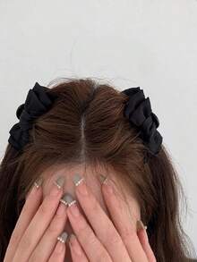 2pcs Bowknot Side Clip Hair Clips, Suitable For Young Women & Ladies, For Daily Wear & Party Hair Claws Claw Clips Hair Jaw Clip Hair Clamps Hair Clutch Hair Claw Clip Fall Winter Hair Accessories For Women For Vacation Outfits Woman - 黑色 - 查看 1