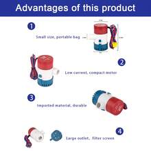12V Electric Bilge Pump With A Capacity Of 1100GPH, Designed For Low Noise Operation, Suitable For Use In Yachts, Rvs, And Swimming Pools, Without Battery - 白色 - 查看 7