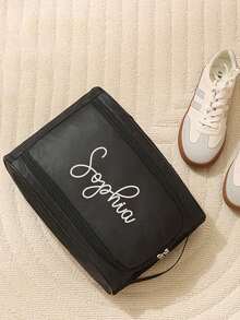 Personalized Name Travel Shoe Bag, Anti-Theft Basketball Football Shoe Bag, Portable Business Travel Shoe Bag, Shoe Bag Packaging, Dust-Proof Slipper Bag, Sports Shoe Bag, Outdoor Business Travel Waterproof Sports Shoe Bag, Breathable Mesh Football Shoe Bag For Men And Women, Practical Gift For Boyfriend/Girlfriend, Essential For Business Travel And Back To School - Black - View 13