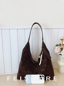 1 pieza Bolso de hombro de gran capacidad de mujer FEISTURE de piel de PU, con cierre magnético y colgante, adecuado para salidas diarias, citas y viajes