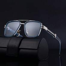 一副新款时尚方形镜框男士眼镜，复古休闲街头优雅双梁户外复古高端时尚眼镜，适合日常佩戴 - 彩色 - 查看 1