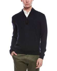 Bruno Magli Plaited 1/4-Zip Merino Wool Mock Neck Sweater - Navy - 查看 2