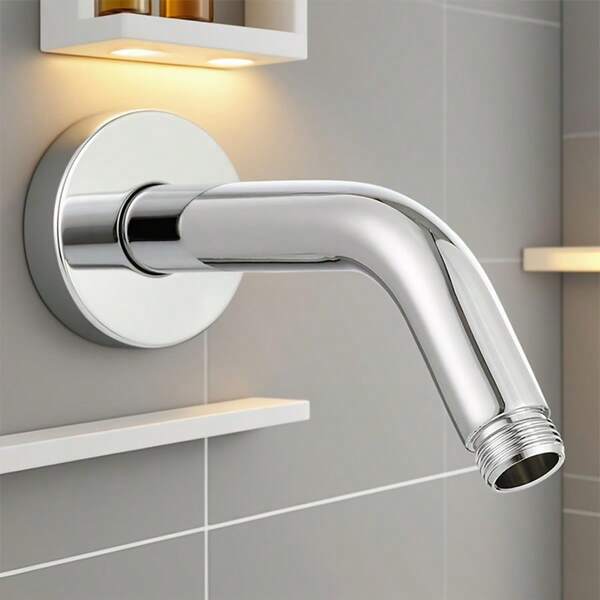 1pc Electroplated Curved Stainless Steel Shower Arm, 5.9 Inch (15cm) Wall Mounted Shower Head Extension Arm/Shower Arm Extension, Suitable For Fixed Shower Head (Chrome Plated)