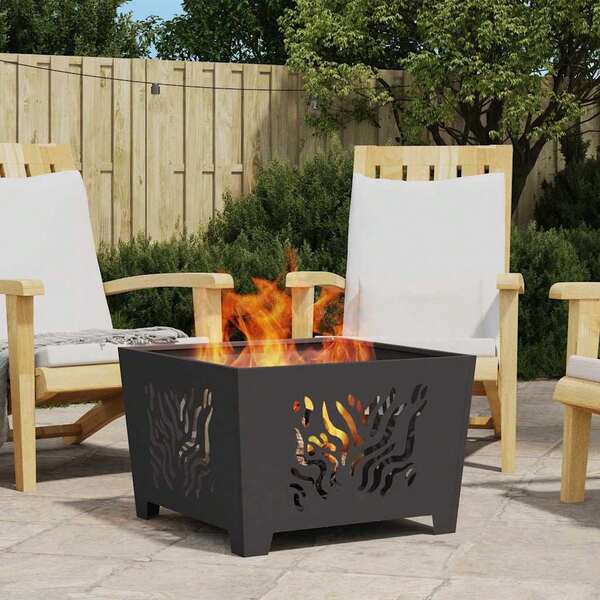 vidaXL Feuerstelle Schwarz 60 X 60 X 40 Cm Stahl