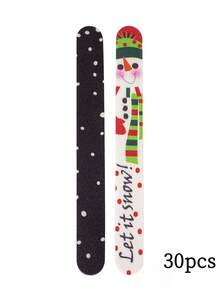 5/30pcs Christmas Nail File Red Nail Art Tool Christmas Tree, Santa Claus, Snowflake Style - Multicolor - View 19