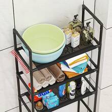 رف خزانة متعدد الطبقات لأعلى المرحاض بدون ثقب، قوي وذو سعة حمل عالية، رف تخزين للحمام فوق المرحاض قطعة واحدة