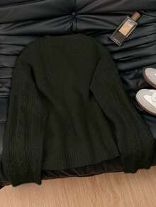 Vivid Style Women's Crew Neck Sweater, Twist Knit Fabric, Solid Color Minimalist Casual, Sporty Commuter Style, Street Style, Suitable For Autumn/Winter, Valentine's Day Outfit, Valentine's Day Outerwear Top