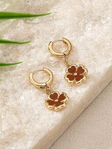 1 Pair Fashionable Boho Style Dangle Flower Earrings