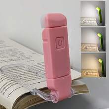1pc Portable Rechargeable LED Bookmark Light, Clip-On Reading Light, Bedside Reading Eye-Care Lamp - Pink - View 1