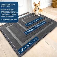 OLANLY - Tapete para puerta delantera para interiores y exteriores impermeable para todas las estaciones todo tipo de clima goma natural resistente resistente a la decoloración perfil bajo fácil - 295x17 - Ver 3