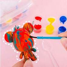 OBOVAY DIY Fluid Bear Handmade White Mold Doll Figurine, Home Room Decor, Doll Model Gift - Multicolor - View 3