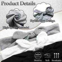 Women Bow Rabbit Ear Headbands, Boho Style Extra Wide Cute Rabbit Ear Knotted Headbands, Halloween Headpiece, Fall, Women Headwrap, Elastic Solid Bow Hair Accessories, Suitable For Fitness/Yoga/Sports/Outdoor, Solid Color Casual Headbands, All Season Winter Scarf - 彩色 - 查看 3